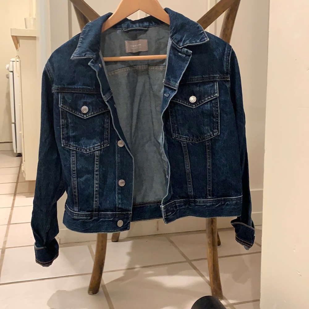 Shrunken denim everlane dark denim jacket.
